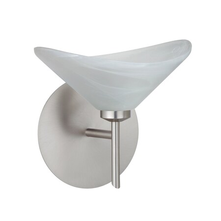Besa Lighting Hoppi Mini Sconce, Marble, Satin Nickel Finish, 1x5W LED 1SW-191352-LED-SN